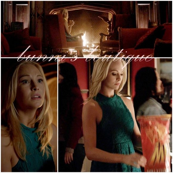 Caroline Forbes' Kimchi Blue Jackie High Neck Lace Dress - Picture 7 of 7